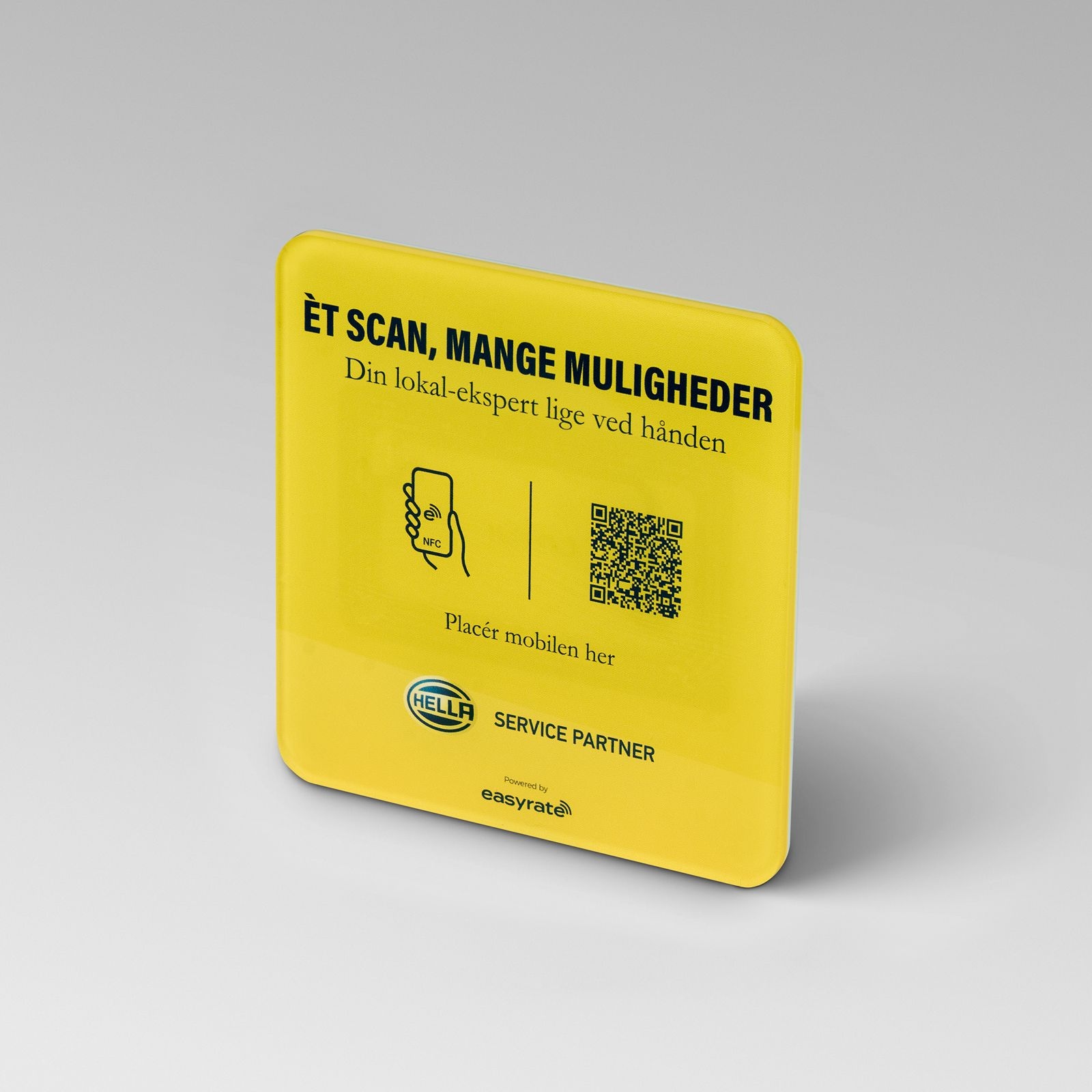 Yellow NFC plate in Hella Servicepartner design