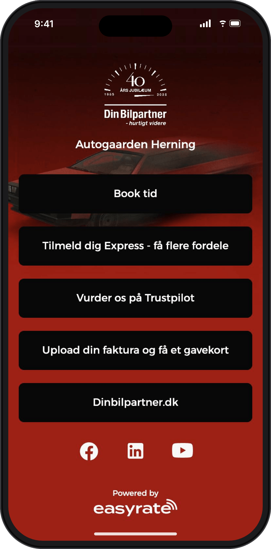 Din Bilpartners easylink vist på en mobil